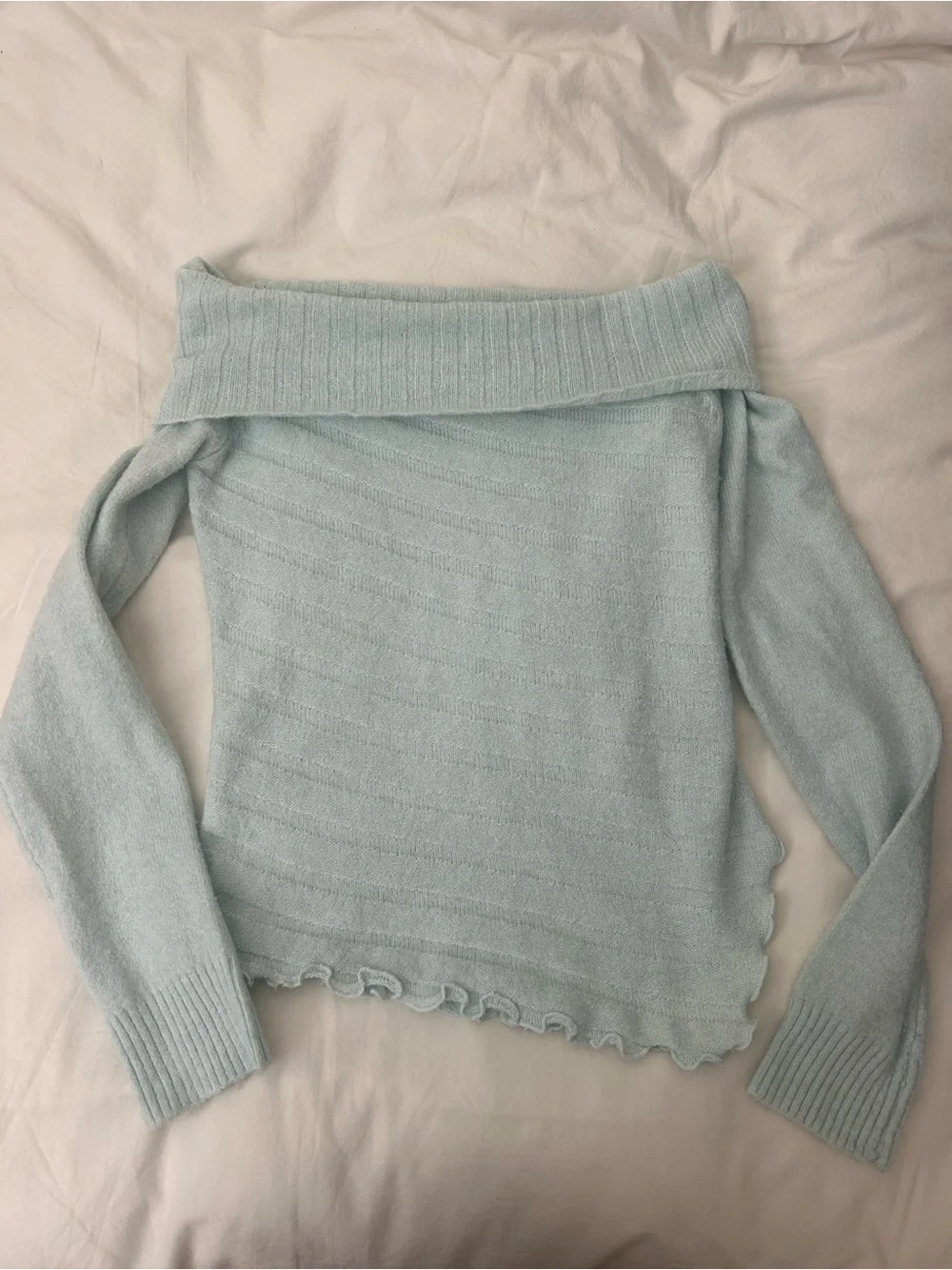 Forever 21 Light Blue Off-Shoulder Sweater